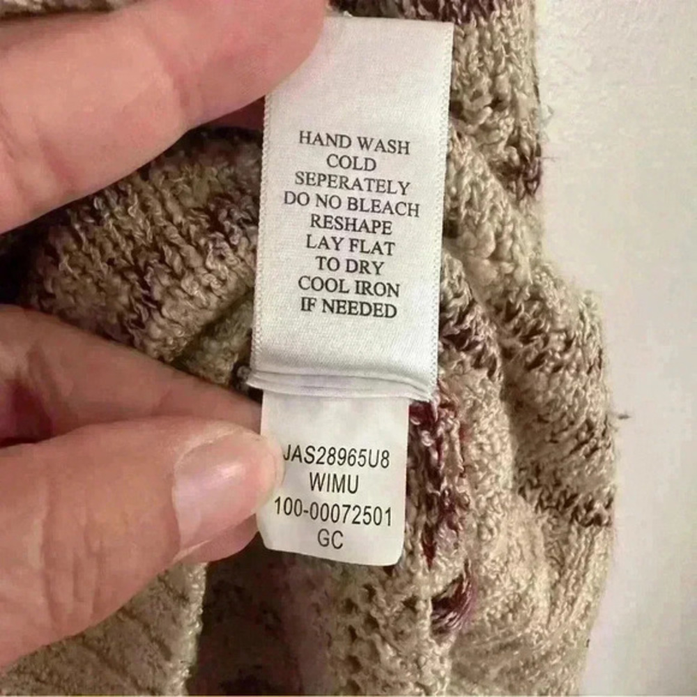 Artesia Sweater Open Knit Purple Beige Side Detail Women’s Sz XL Comfy - Picture 6 of 13